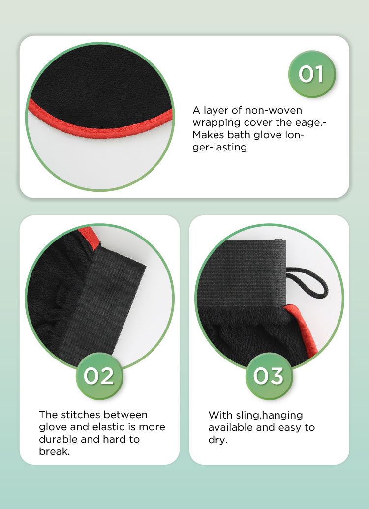 Sarung tangan pengelupasan viscose dengan kelebihan yang dijahit