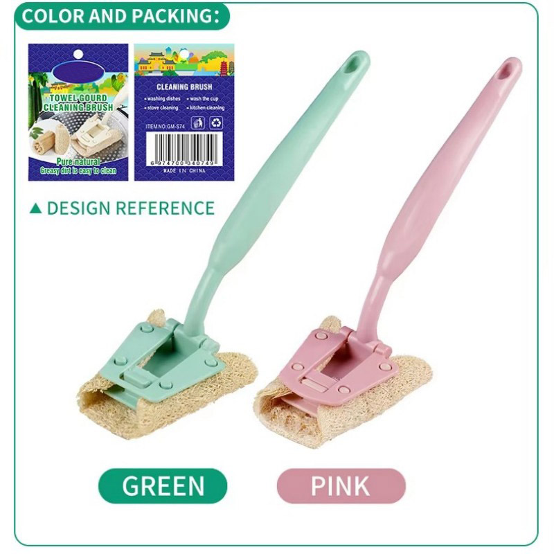 Loofah Berus Pembersihan Dapur Pemegang Panjang